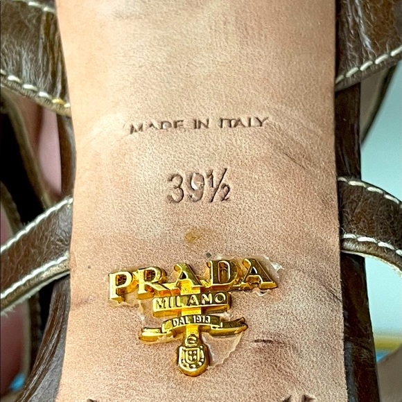 Prada Brown Leather Criss-Cross Heels - Picture 5 of 5